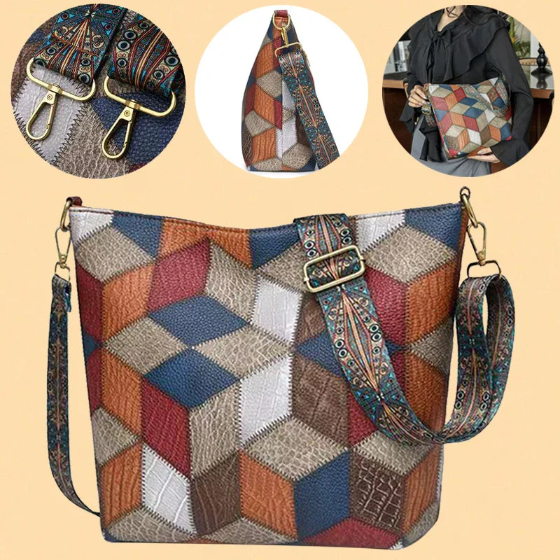 Montiel | Bolso de mano de piel mosaico premium