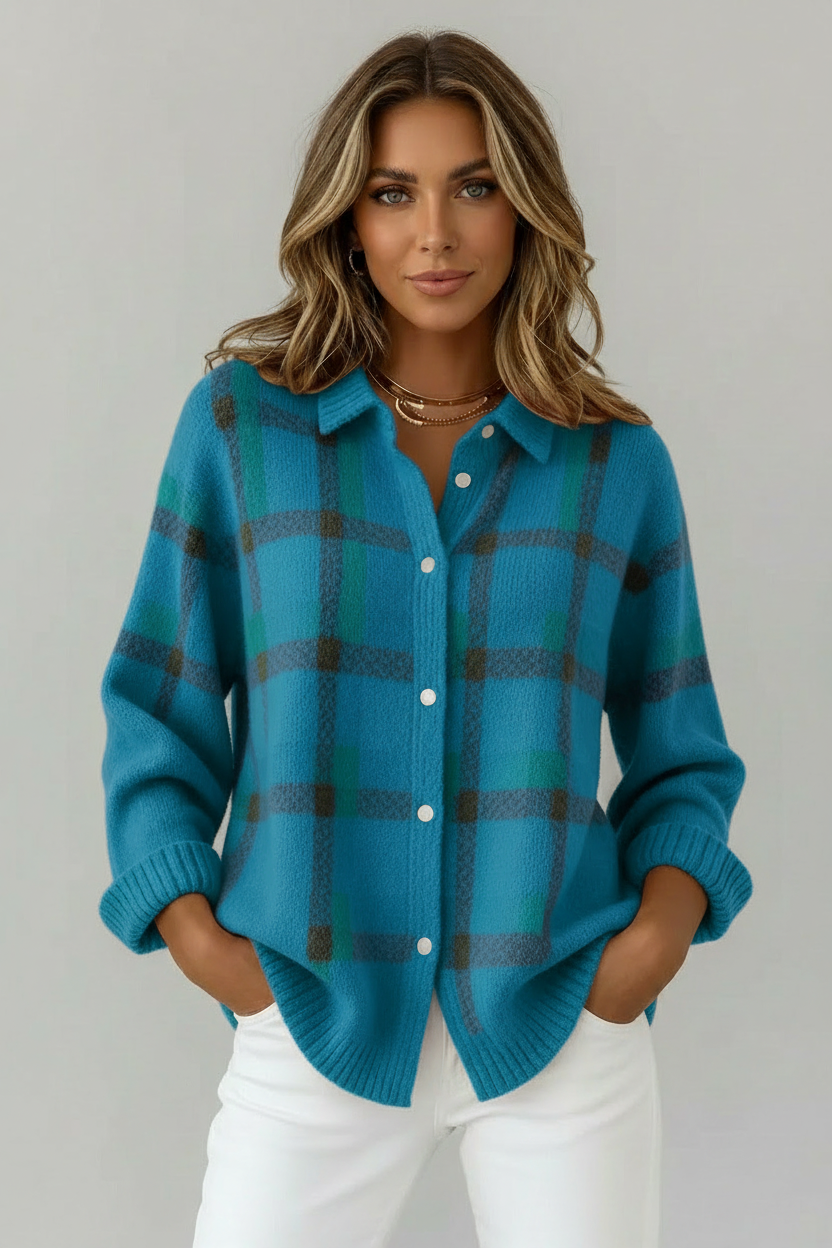 Ana | Cárdigan de punto suave a cuadros