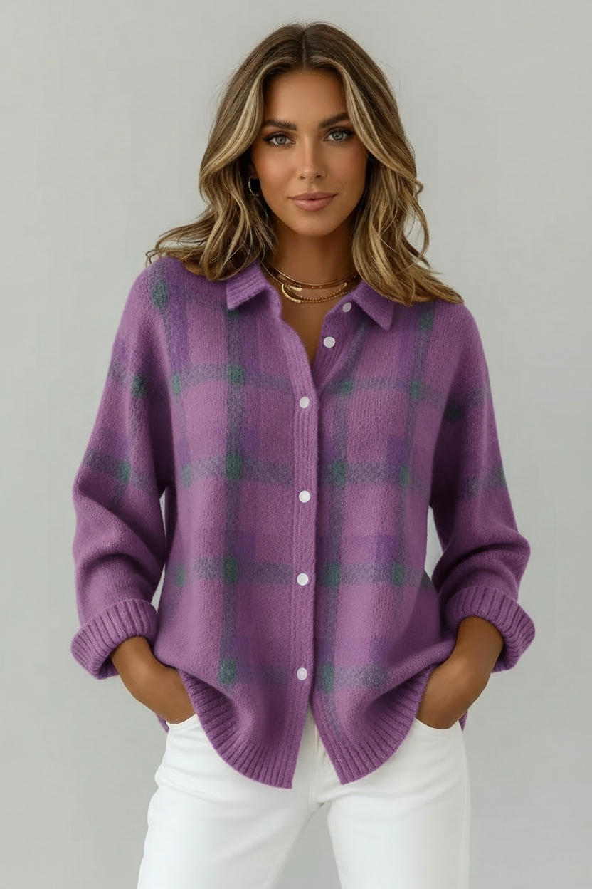 Ana | Cárdigan de punto suave a cuadros