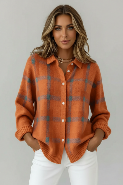 Ana | Cárdigan de punto suave a cuadros