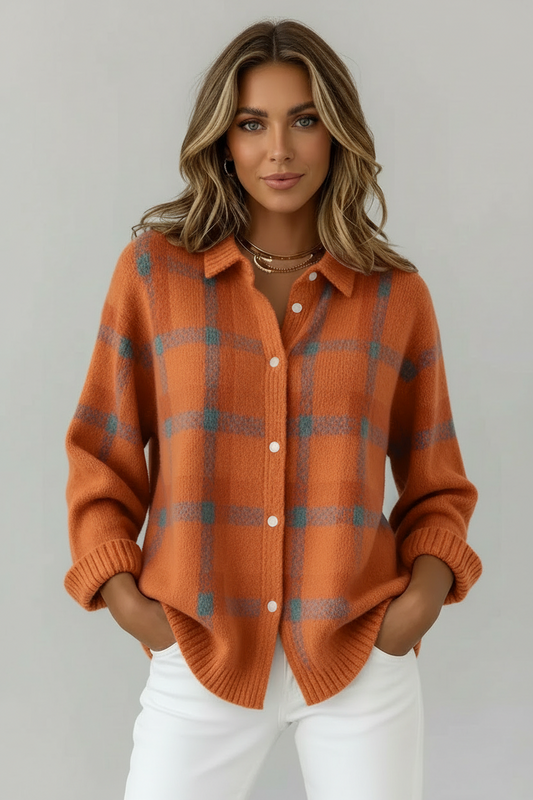Ana | Cárdigan de punto suave a cuadros