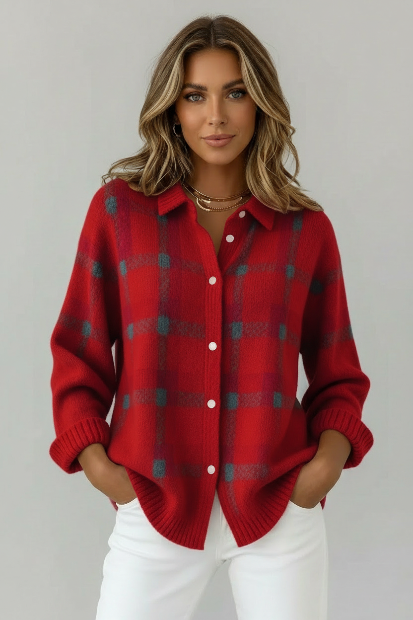 Ana | Cárdigan de punto suave a cuadros