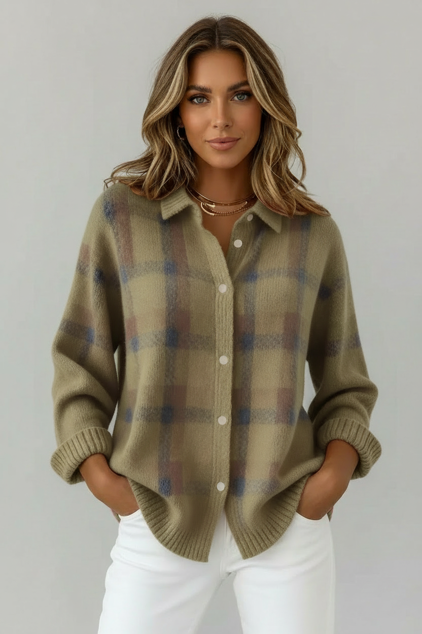 Ana | Cárdigan de punto suave a cuadros