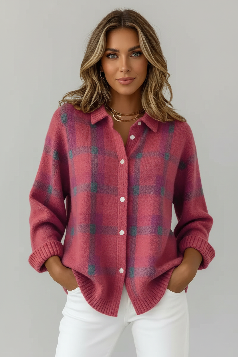 Ana | Cárdigan de punto suave a cuadros