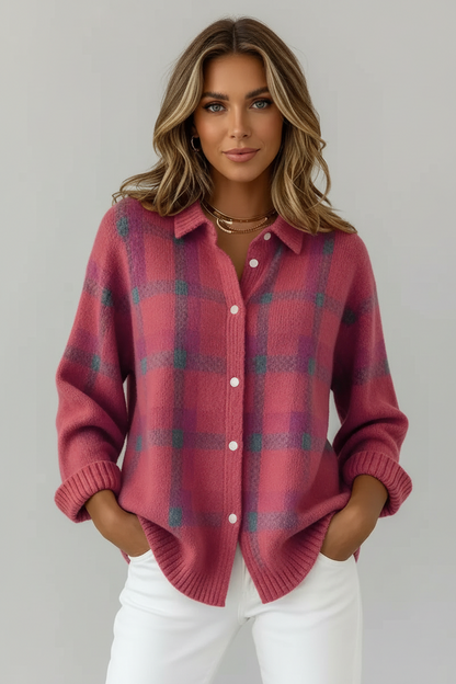 Ana | Cárdigan de punto suave a cuadros